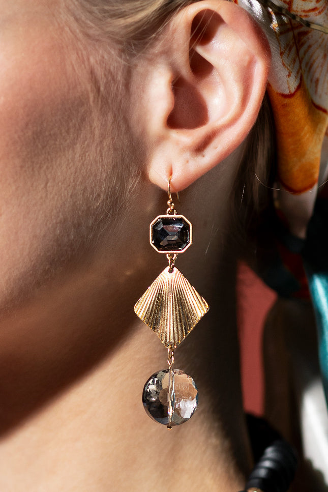Black and Gold Geometric Earrings