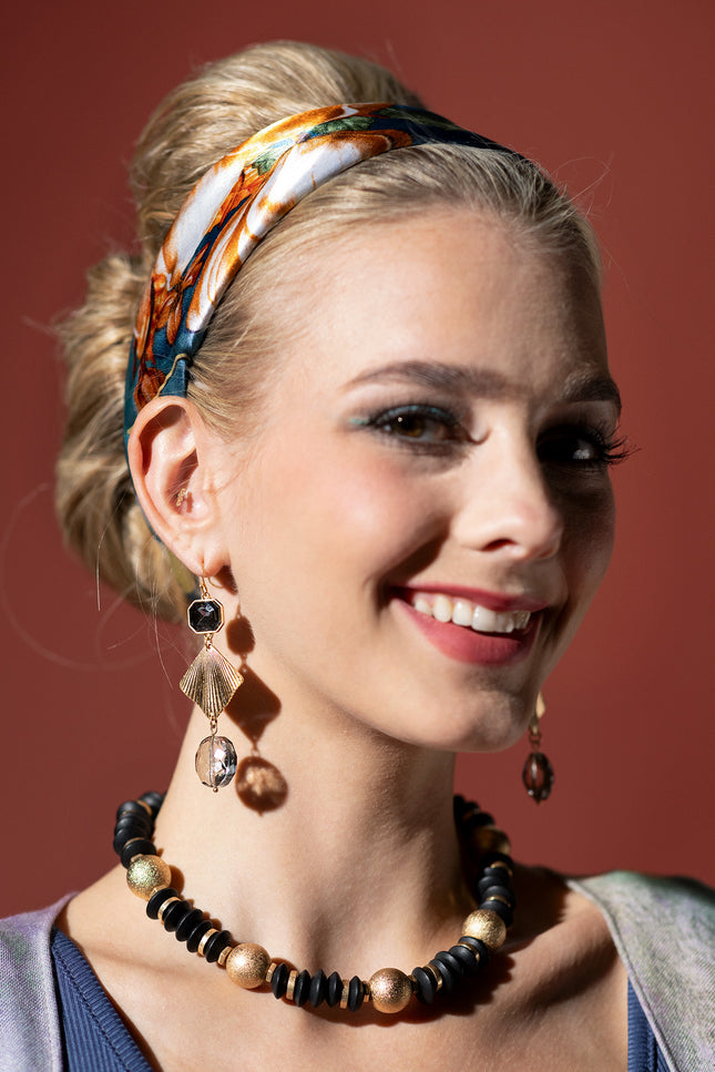 Black and Gold Geometric Earrings