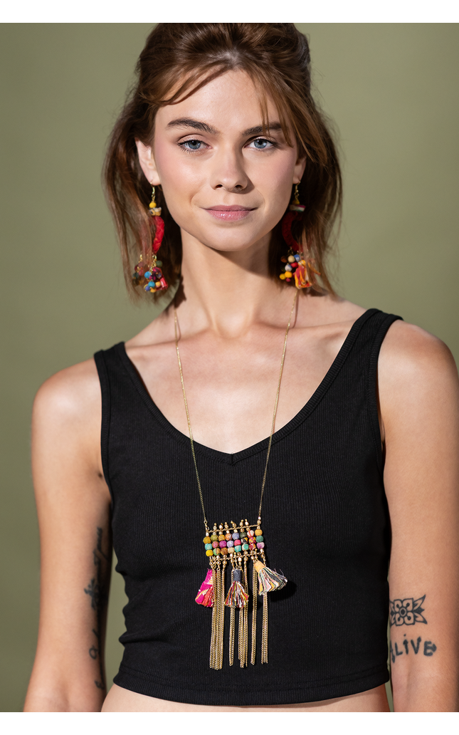 Abstract Tassel Pendant Necklace