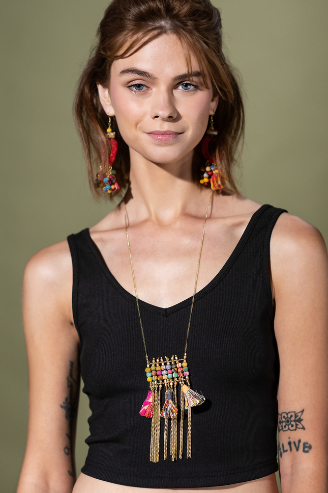 Abstract Tassel Pendant Necklace