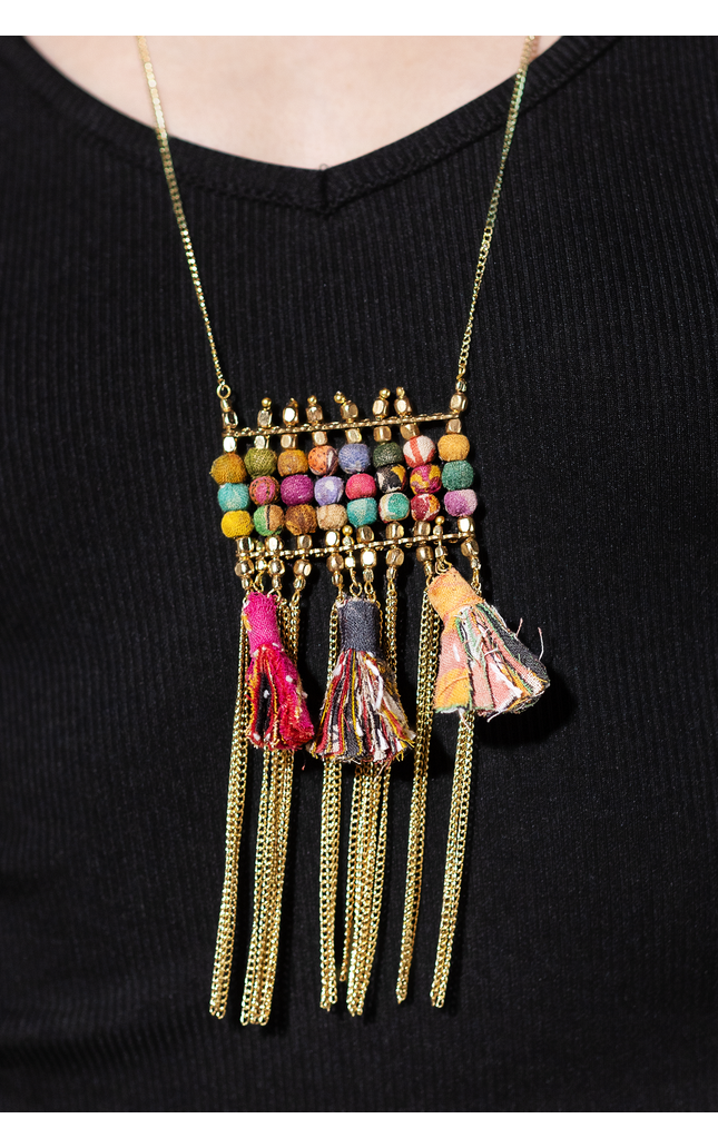 Abstract Tassel Pendant Necklace