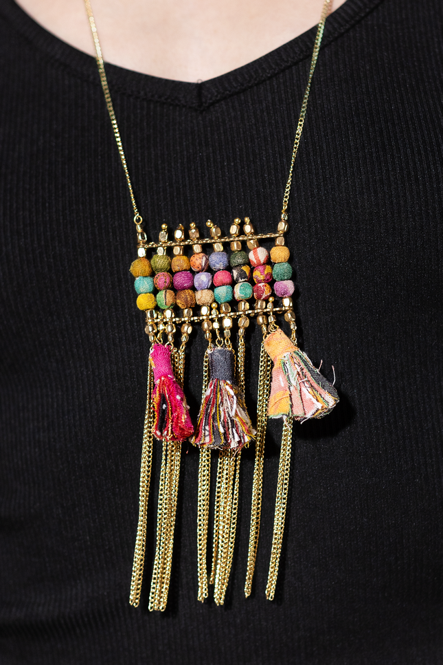 Abstract Tassel Pendant Necklace