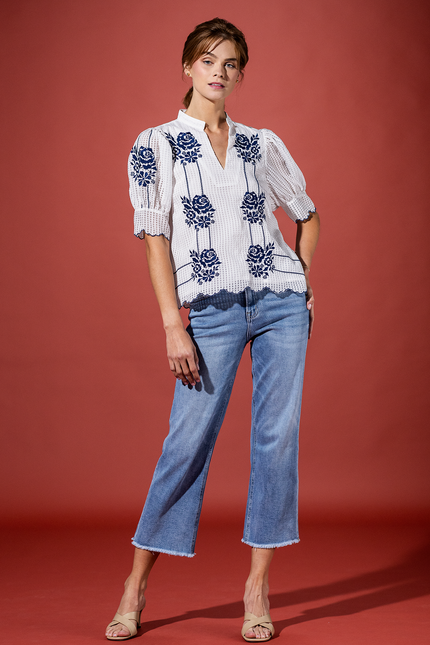 Savannah Sunshine Embroidered Top