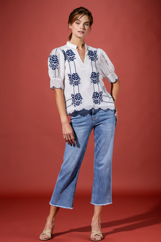 Savannah Sunshine Embroidered Top