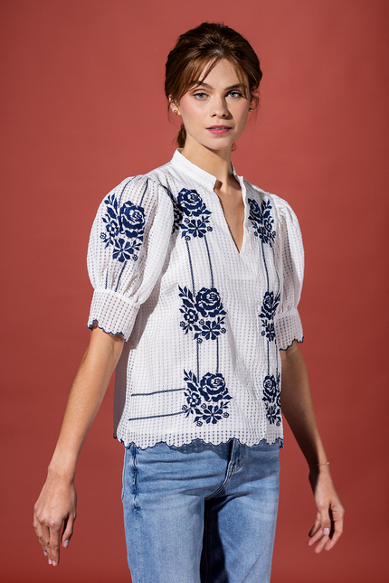 Savannah Sunshine Embroidered Top