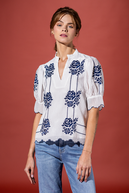 Savannah Sunshine Embroidered Top