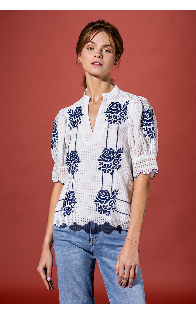 Savannah Sunshine Embroidered Top
