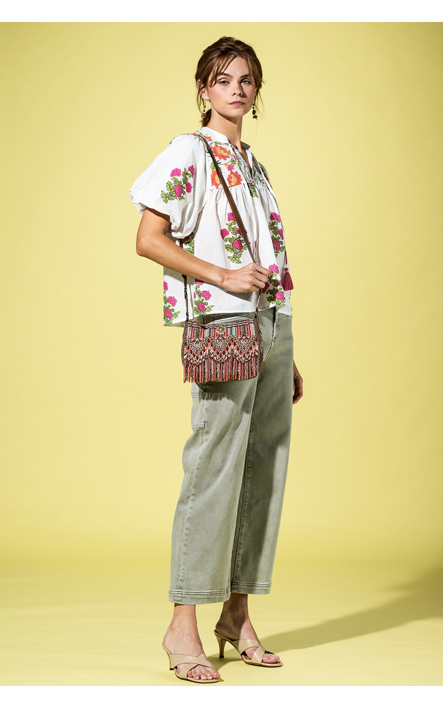 Beaded Tapestry Crossbody Bag