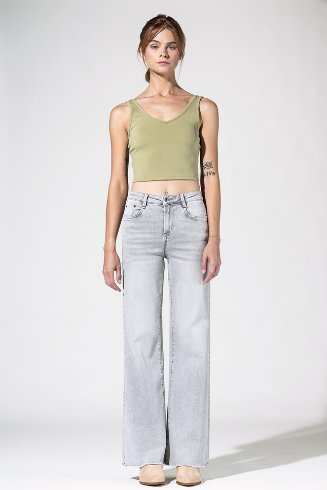 Super High Wide Leg with Raw Hem
