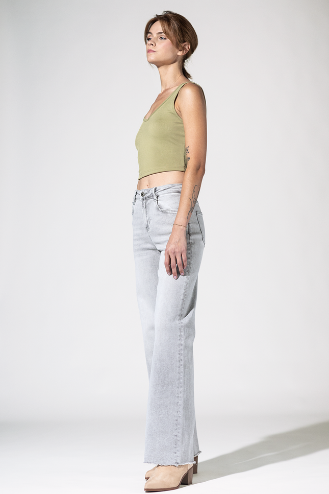 Super High Wide Leg with Raw Hem