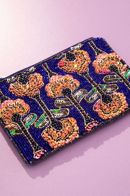 Midnight Marigold Coin Pouch