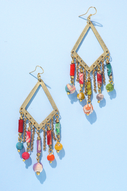 Rustic Upcycled Diamond Drop Earrings