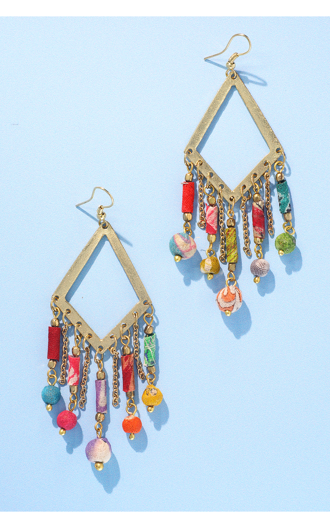 Rustic Upcycled Diamond Drop Earrings