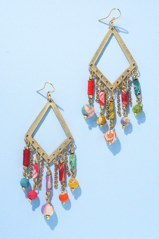 Rustic Upcycled Diamond Drop Earrings
