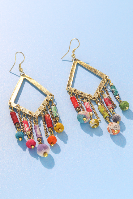 Rustic Upcycled Diamond Drop Earrings