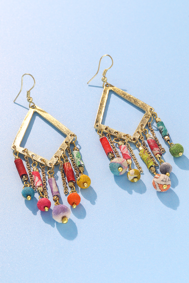 Rustic Upcycled Diamond Drop Earrings