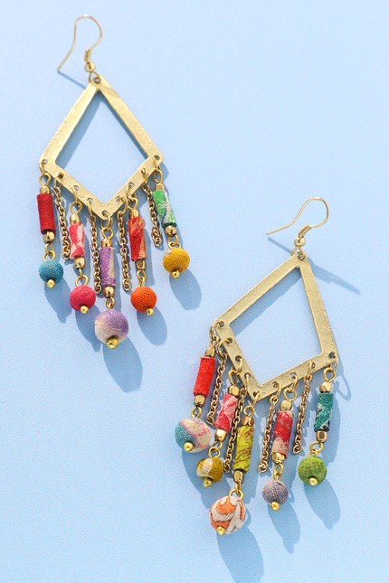 Rustic Upcycled Diamond Drop Earrings