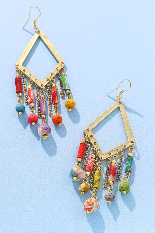 Rustic Upcycled Diamond Drop Earrings