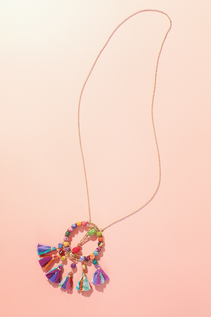 Circle Pendant Necklace With Tassels