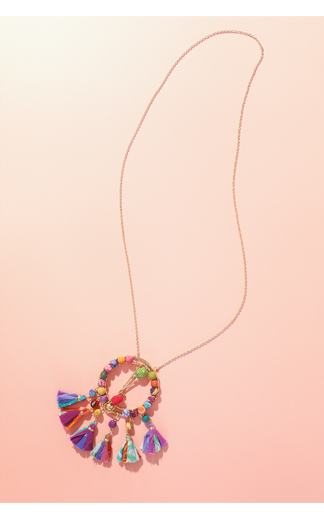 Circle Pendant Necklace With Tassels
