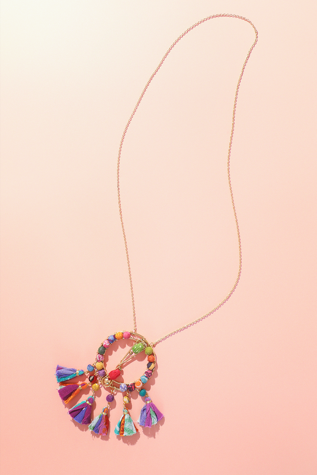 Circle Pendant Necklace With Tassels