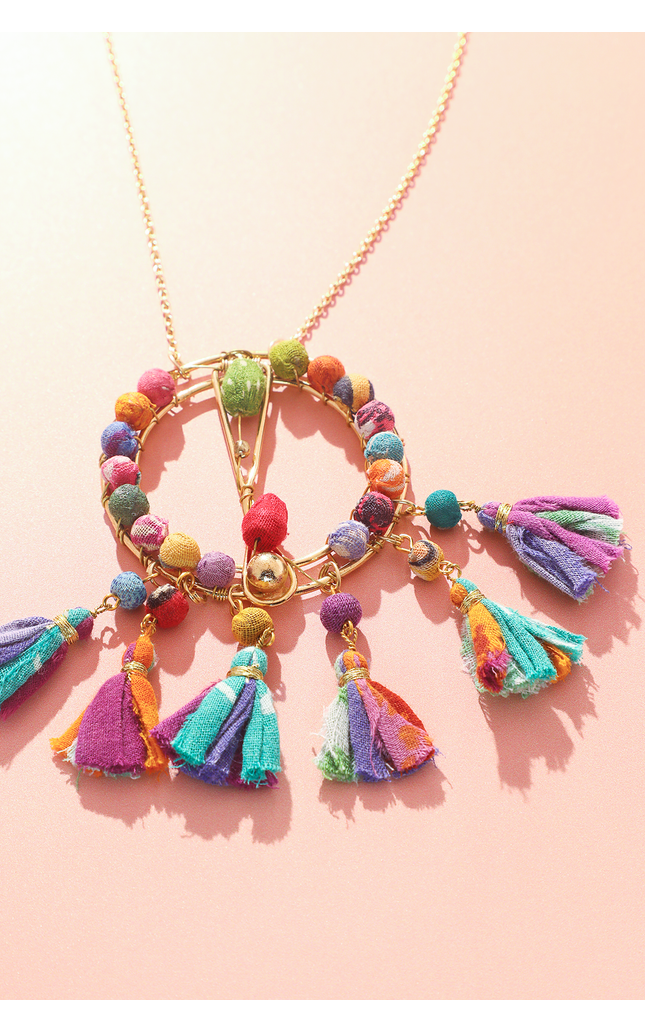 Circle Pendant Necklace With Tassels