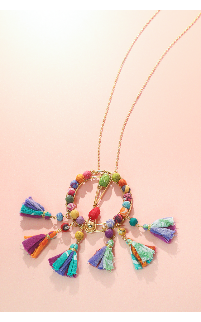 Circle Pendant Necklace With Tassels