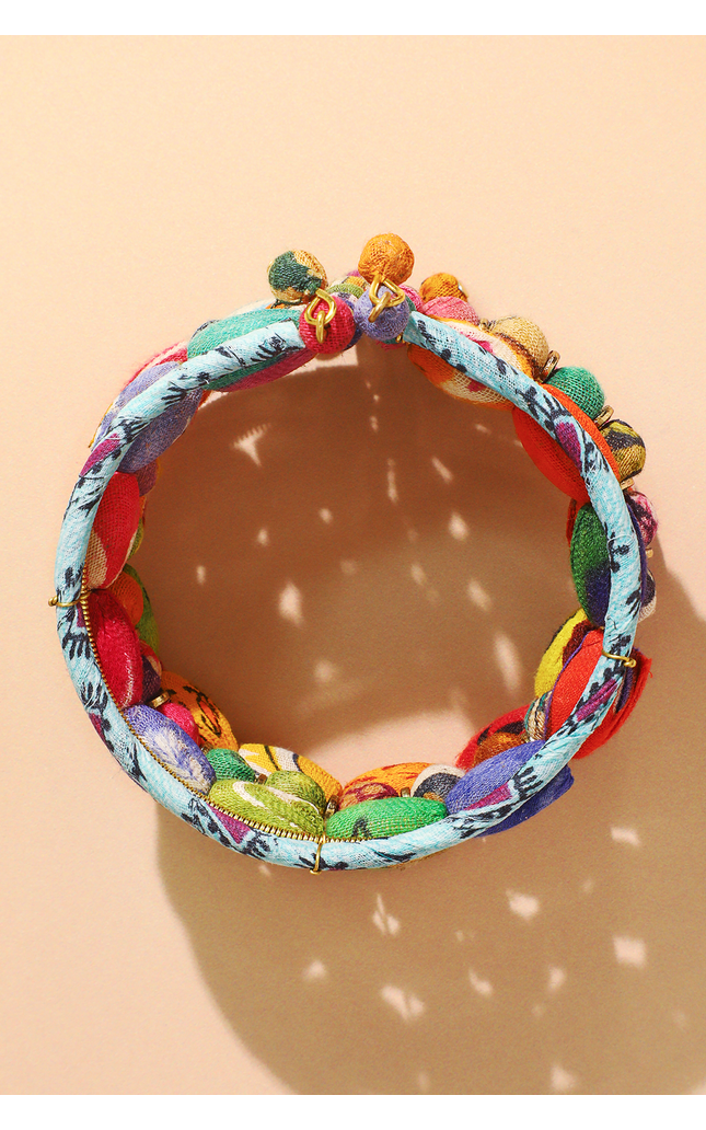 Upcycled Stacked Sari Cuff Bracelet