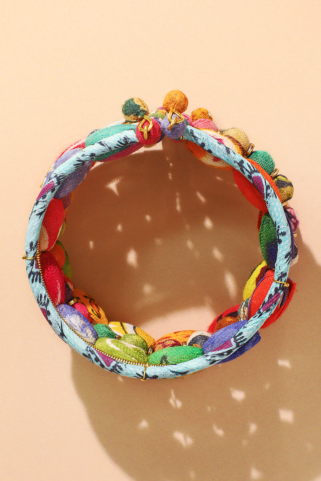 Upcycled Stacked Sari Cuff Bracelet