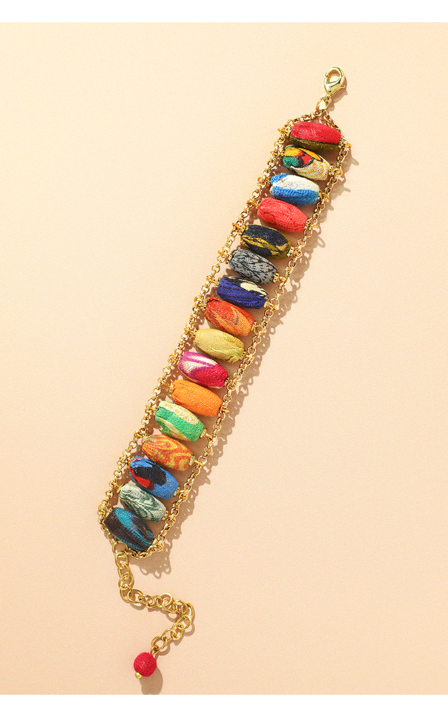 Woven Sari Bead Bracelet