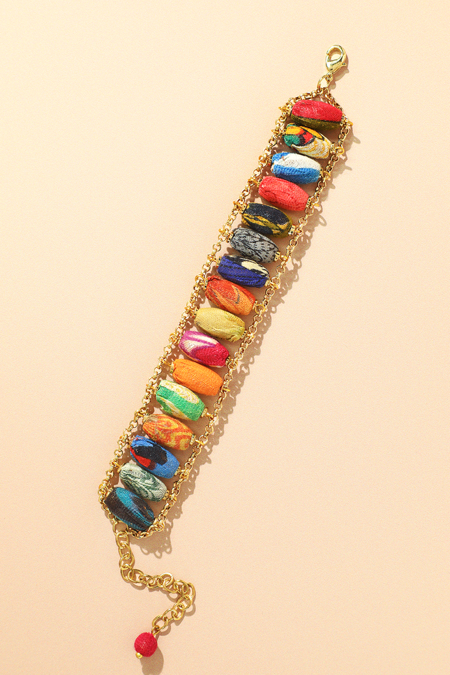 Woven Sari Bead Bracelet