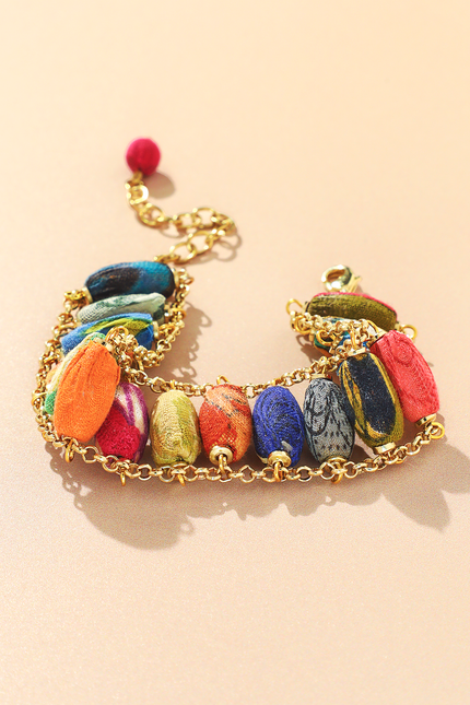 Woven Sari Bead Bracelet