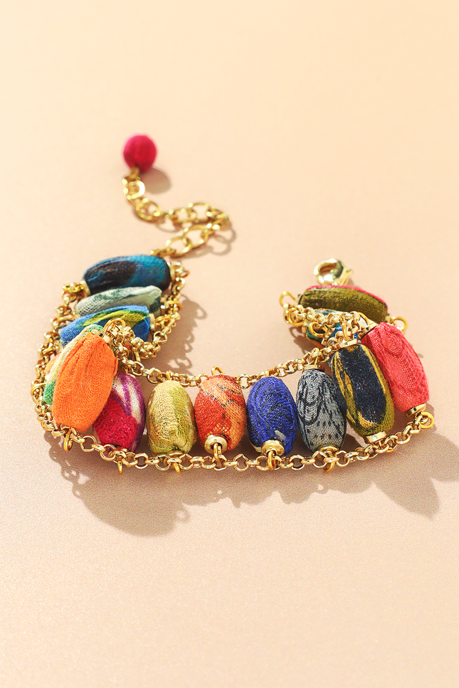 Woven Sari Bead Bracelet