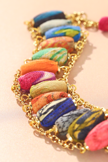 Woven Sari Bead Bracelet