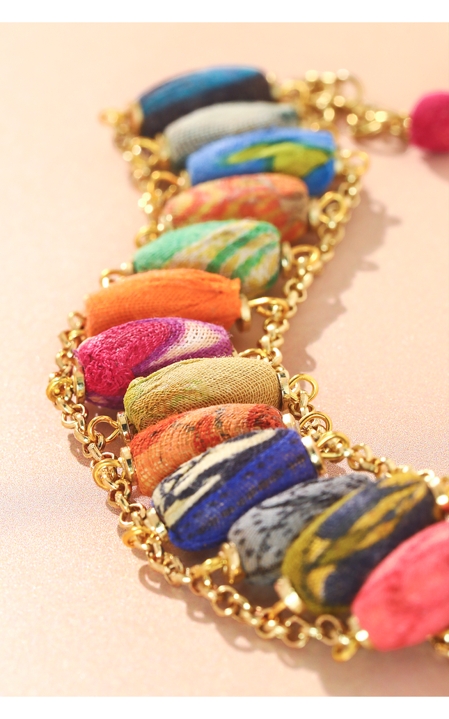 Woven Sari Bead Bracelet
