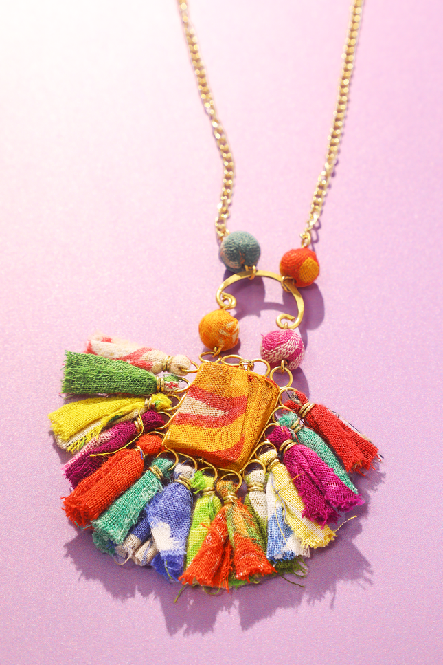 Sari Tassel Pendant Necklace