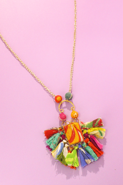 Sari Tassel Pendant Necklace