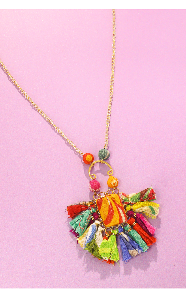 Sari Tassel Pendant Necklace
