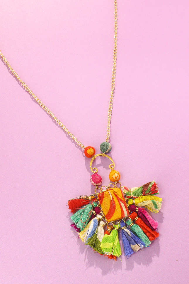 Sari Tassel Pendant Necklace