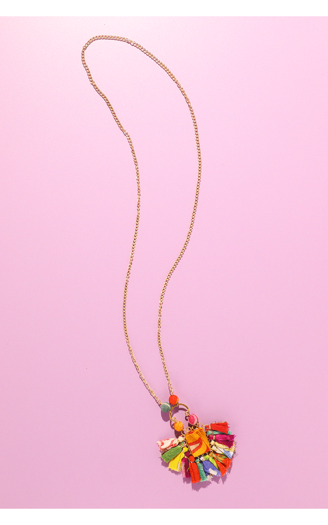 Sari Tassel Pendant Necklace