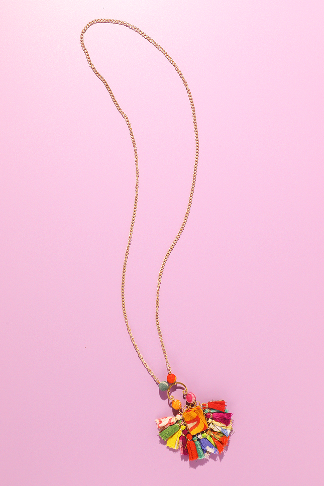 Sari Tassel Pendant Necklace