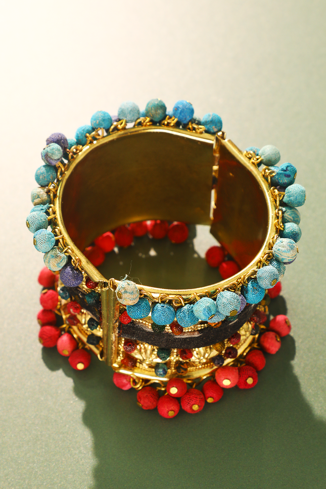 Upcycled Sari Beaded Bangle Bracelet