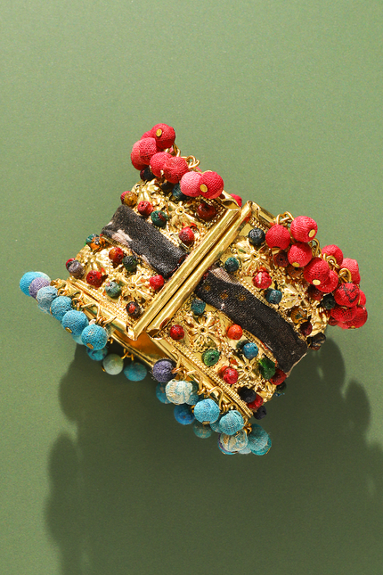 Upcycled Sari Beaded Bangle Bracelet