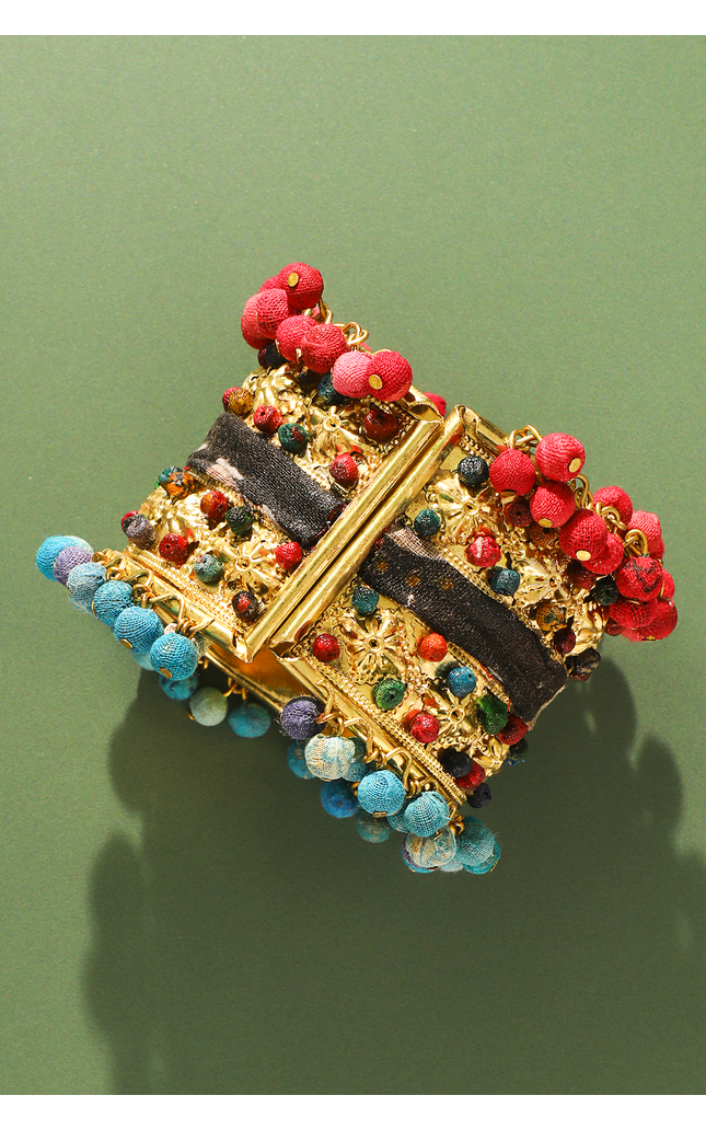 Upcycled Sari Beaded Bangle Bracelet