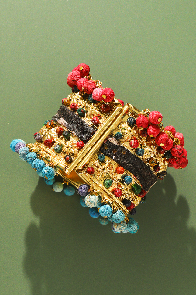 Upcycled Sari Beaded Bangle Bracelet