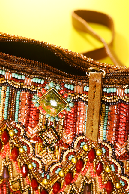 Beaded Tapestry Crossbody Bag