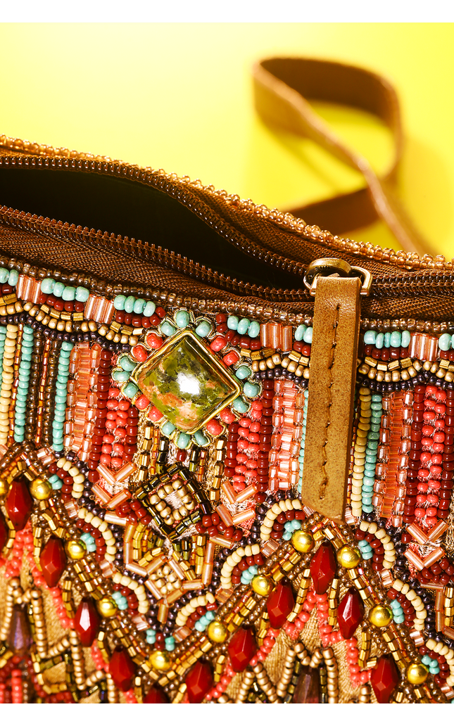 Beaded Tapestry Crossbody Bag