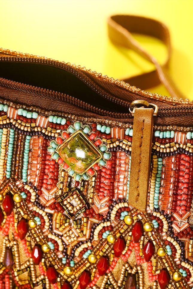 Beaded Tapestry Crossbody Bag
