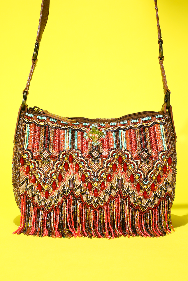 Beaded Tapestry Crossbody Bag