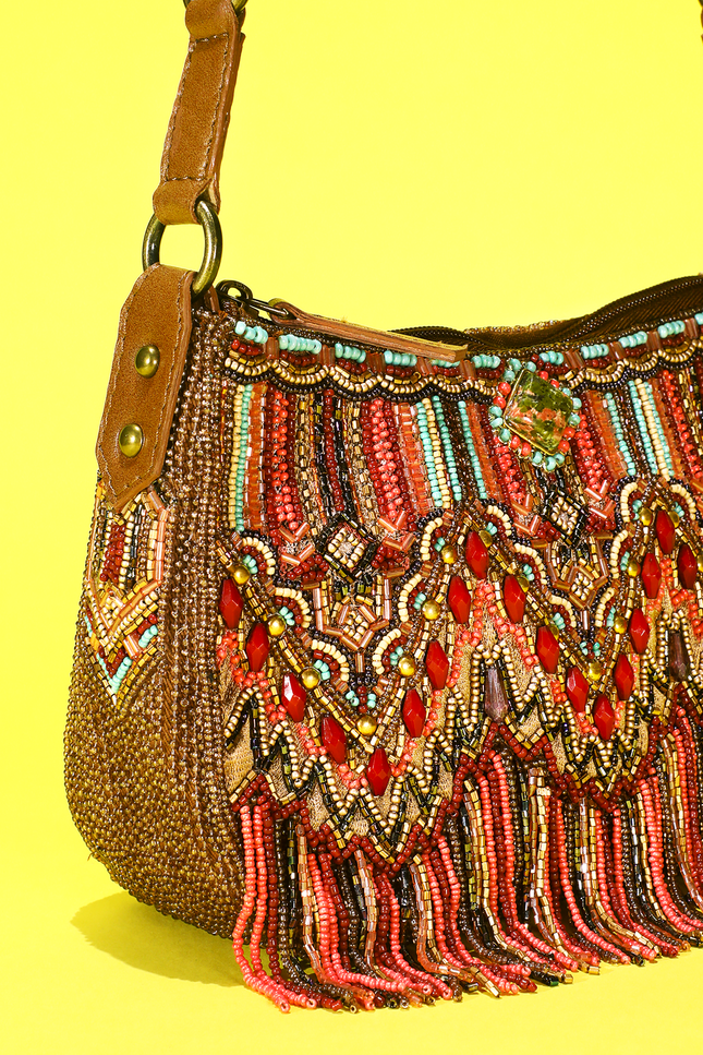 Beaded Tapestry Crossbody Bag
